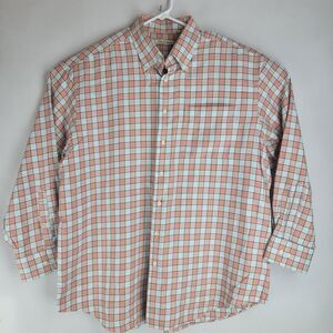 Peter Millar Mens Size XL Red Checkered Cotton Long Sleeve Shirt